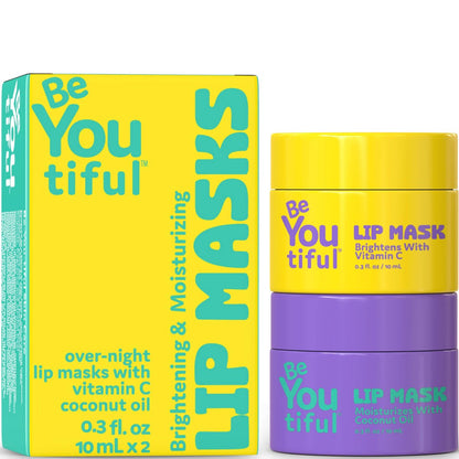 Hydrating Lip Masks Set by BeYOUtiful – 2-Pack Lip Balm Treatment for Dry, Chapped Lips, Clear Lip Gloss for Teens, 0.3 oz Each