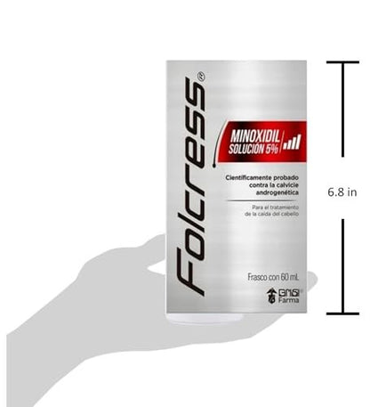 Folcress Minoxidil 5% Topical Solution for Hair Regrowth, 60 ml (2.2 Fl Oz) - Grey Avelisse