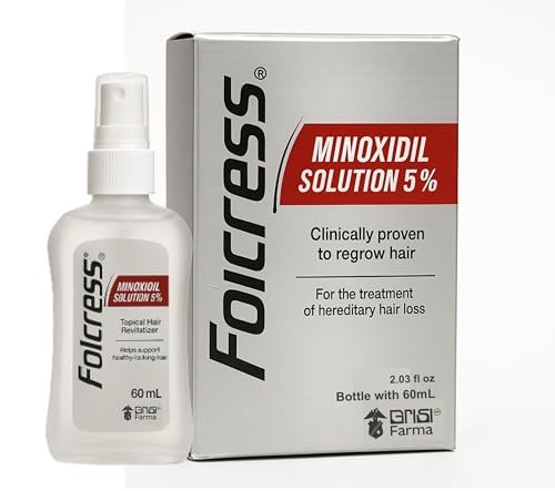 Folcress Minoxidil 5% Topical Solution for Hair Regrowth, 60 ml (2.2 Fl Oz) - Grey Avelisse