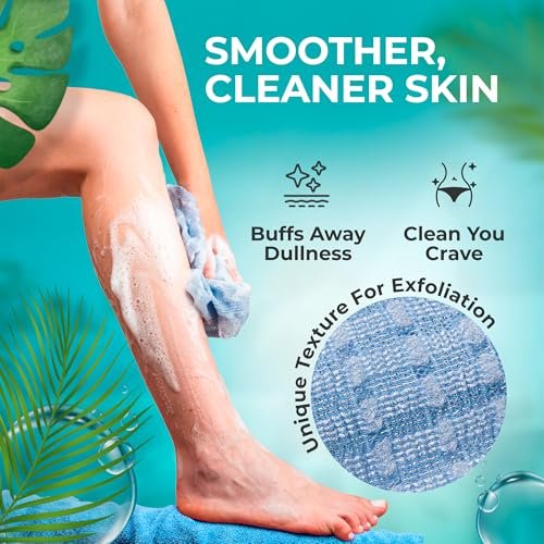 BONDI Exfoliating Shower Towel for Smooth Skin – Extra Long – Perfect for Back Scrubbing – Made in Japan - görsel 10