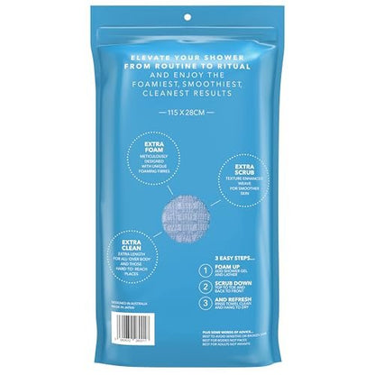 BONDI Exfoliating Shower Towel for Smooth Skin – Extra Long – Perfect for Back Scrubbing – Made in Japan