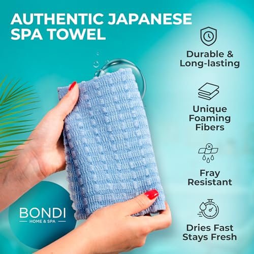BONDI Exfoliating Shower Towel for Smooth Skin – Extra Long – Perfect for Back Scrubbing – Made in Japan - görsel 14