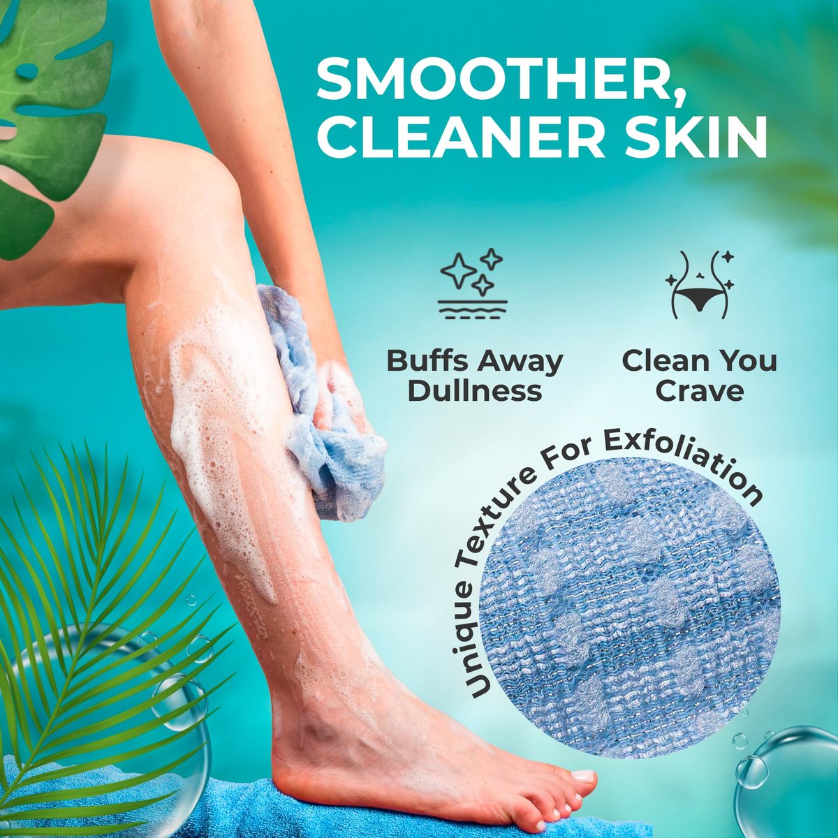 BONDI Exfoliating Shower Towel for Smooth Skin – Extra Long – Perfect for Back Scrubbing – Made in Japan - görsel 9