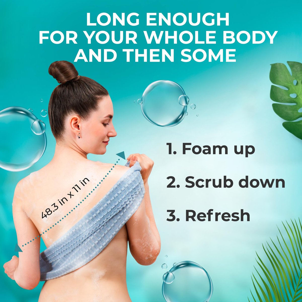 BONDI Exfoliating Shower Towel for Smooth Skin – Extra Long – Perfect for Back Scrubbing – Made in Japan - görsel 5