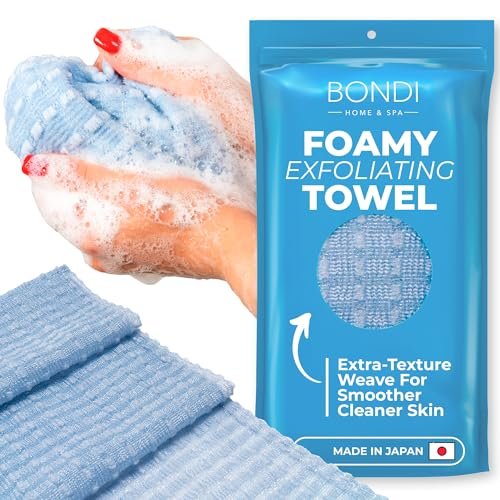 BONDI Exfoliating Shower Towel for Smooth Skin – Extra Long – Perfect for Back Scrubbing – Made in Japan - görsel 16