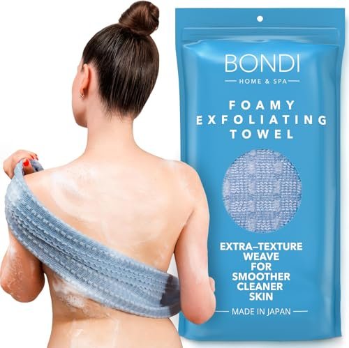 BONDI Exfoliating Shower Towel for Smooth Skin – Extra Long – Perfect for Back Scrubbing – Made in Japan - görsel 18