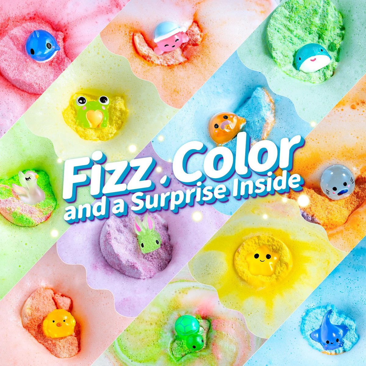 SudsyRoar Bath Bombs for Kids with Surprise Inside – 24 Pack Handmade Fizzy Bath Balls with Glow-in-the-Dark Land & Sea Toys, Birthday Party Favors for Boys and Girls Avelisse