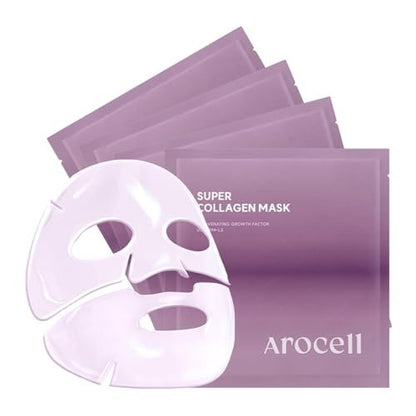 AROCELL Super Collagen Overnight Hydrogel Mask with Retinol & Stem Cell – Firming, Lifting, Plumping, Long-Lasting Glow – Korean Glass Skin Care (43g x 4) Avelisse