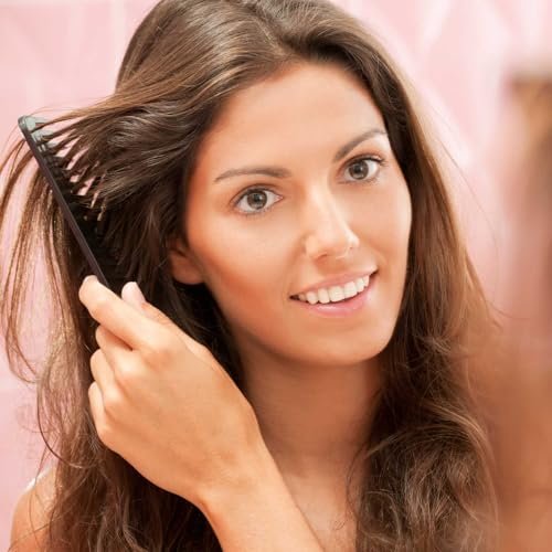 Kolavia 6 PCS Hair Comb Set Black - Durable Carbon Fiber Wide & Fine Tooth Rat Tail Combs for Detangling, Parting, Teasing, Styling & Cutting - görsel 3