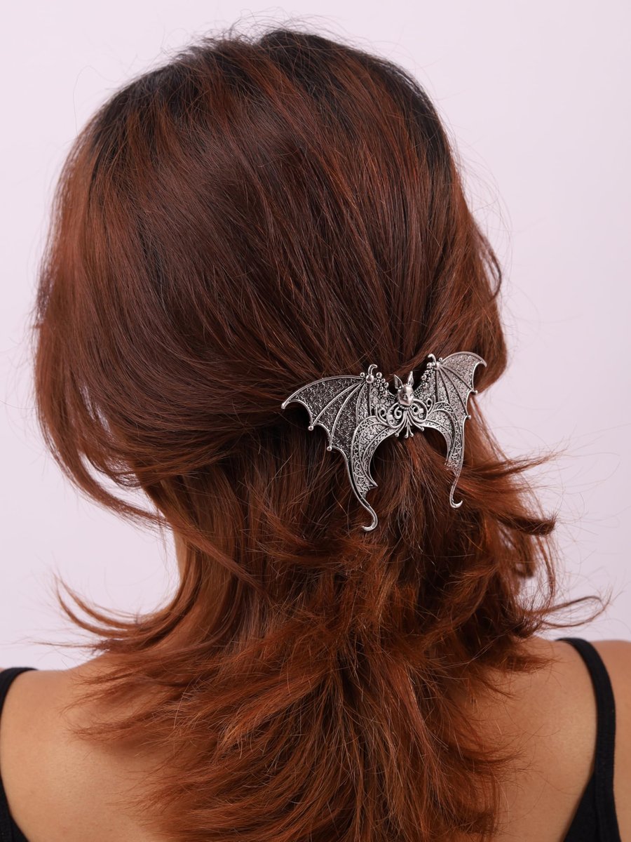 HAQUIL Vintage Bat Wing Hairpin - Antique Retro Decorative Metal Barrettes for Women - görsel 7