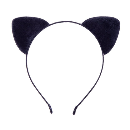 Vonokee Velvet Cat Ears Headband – Black Plush Cat Headpiece for Halloween Costume, Cosplay, and Daily Wear