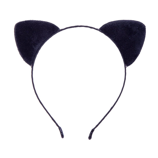 Vonokee Velvet Cat Ears Headband – Black Plush Cat Headpiece for Halloween Costume, Cosplay, and Daily Wear