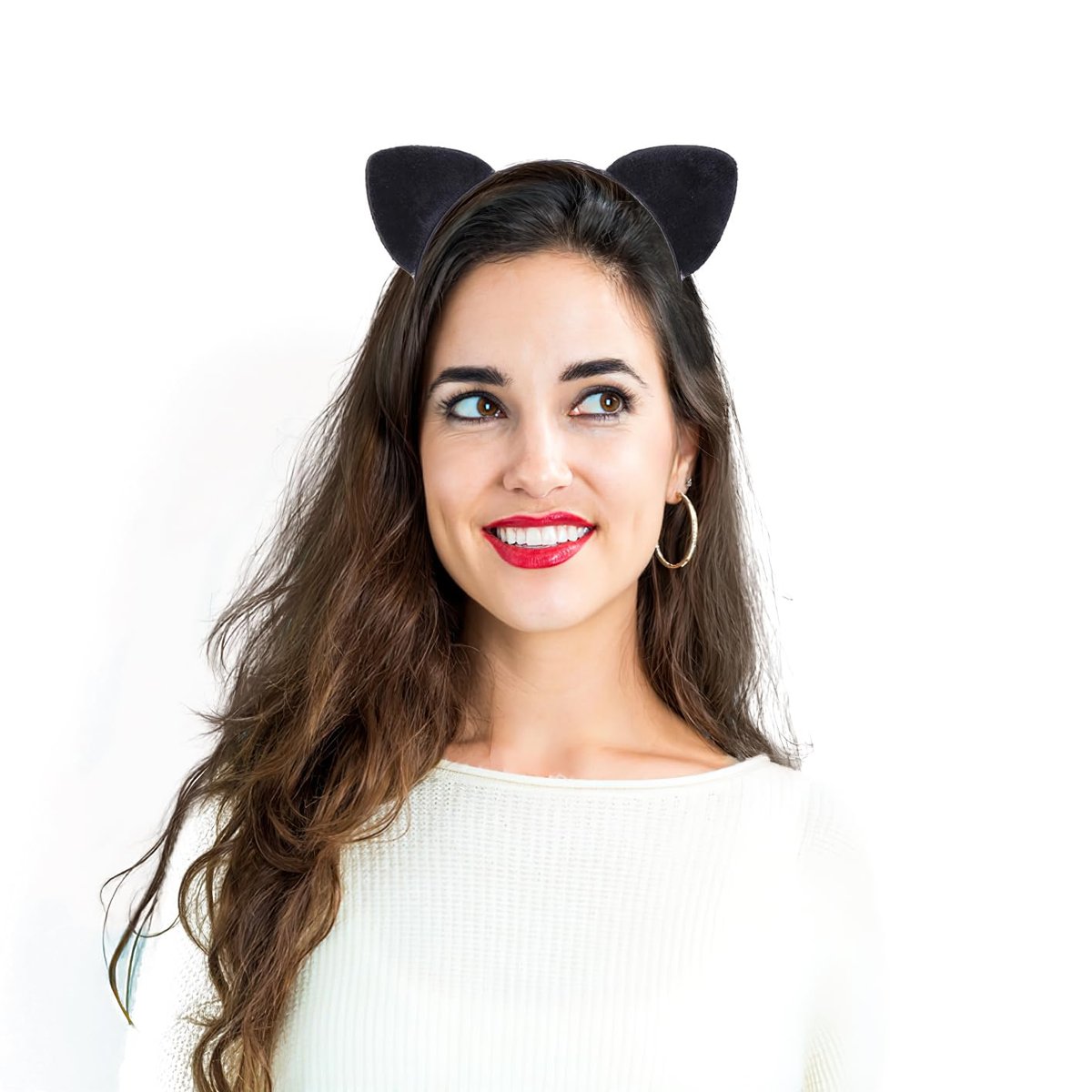 Vonokee Velvet Cat Ears Headband – Black Plush Cat Headpiece for Halloween Costume, Cosplay, and Daily Wear - görsel 3