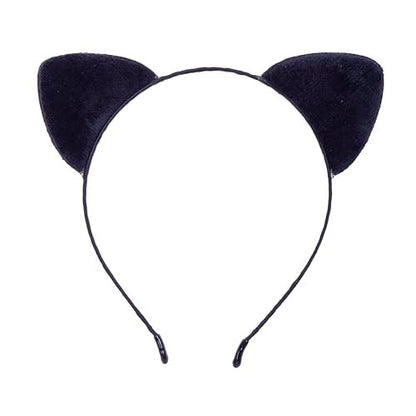 Vonokee Velvet Cat Ears Headband – Black Plush Cat Headpiece for Halloween Costume, Cosplay, and Daily Wear