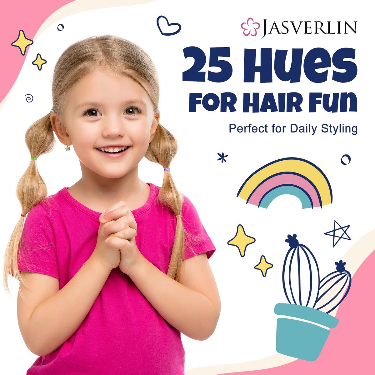 JASVERLIN Colorful Baby Rubber Bands for Hair Infants No Pull, 2000 Pcs Small Mini Elastics Hair Ties for Girls Toddler, No Damage Rainbow Hair Bands 25 Colors - görsel 7