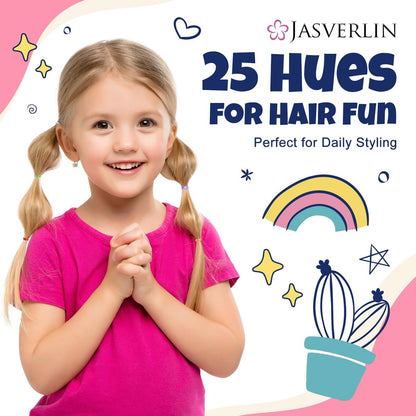 JASVERLIN Colorful Baby Rubber Bands for Hair Infants No Pull, 2000 Pcs Small Mini Elastics Hair Ties for Girls Toddler, No Damage Rainbow Hair Bands 25 Colors