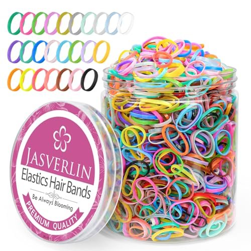 JASVERLIN Colorful Baby Rubber Bands for Hair Infants No Pull, 2000 Pcs Small Mini Elastics Hair Ties for Girls Toddler, No Damage Rainbow Hair Bands 25 Colors - görsel 2