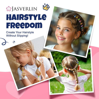 JASVERLIN Colorful Baby Rubber Bands for Hair Infants No Pull, 2000 Pcs Small Mini Elastics Hair Ties for Girls Toddler, No Damage Rainbow Hair Bands 25 Colors