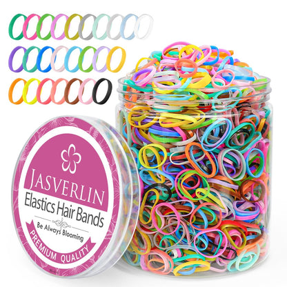 JASVERLIN Colorful Baby Rubber Bands for Hair Infants No Pull, 2000 Pcs Small Mini Elastics Hair Ties for Girls Toddler, No Damage Rainbow Hair Bands 25 Colors