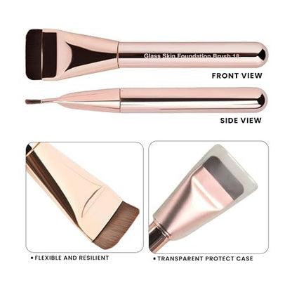 Milagro Beauty Premium Glass Skin Foundation Flat Brush - Rose Gold - Brush 18