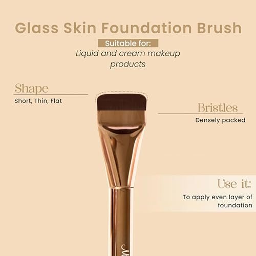 Milagro Beauty Premium Glass Skin Foundation Flat Brush - Rose Gold - Brush 18 - görsel 6