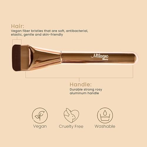 Milagro Beauty Premium Glass Skin Foundation Flat Brush - Rose Gold - Brush 18 - görsel 8