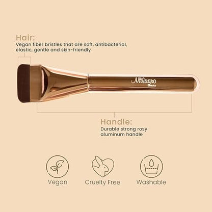 Milagro Beauty Premium Glass Skin Foundation Flat Brush - Rose Gold - Brush 18