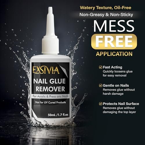 Exsivia Nail Glue Remover for Press On & Glue On Nails - 50mL Non-Acetone Gentle Low Odor Debonder Serum, Fast Removal for False Tips - görsel 6