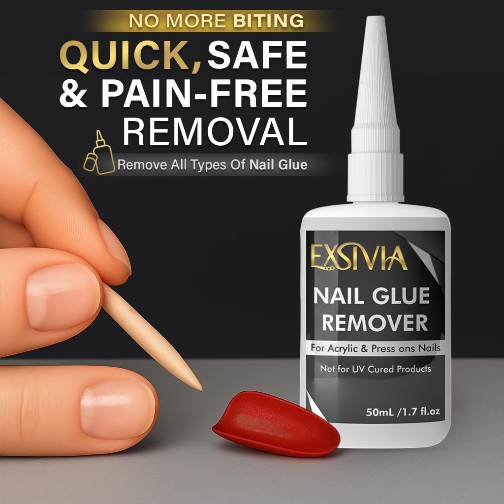 Exsivia Nail Glue Remover for Press On & Glue On Nails - 50mL Non-Acetone Gentle Low Odor Debonder Serum, Fast Removal for False Tips - görsel 13