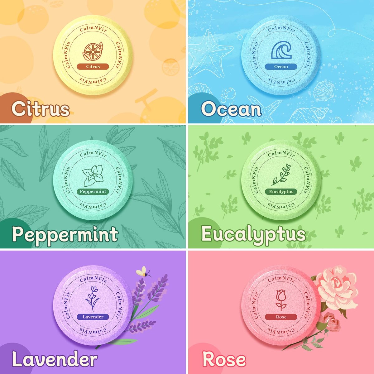 CalmNFiz 6 Pack Shower Steamers Aromatherapy - Relaxation & Self Care Gift for Women and Men, Natural Essential Oil Shower Bombs for Stress Relief, Birthday, Mother’s Day - görsel 3