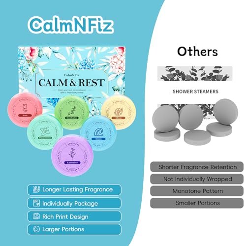 CalmNFiz 6 Pack Shower Steamers Aromatherapy - Relaxation & Self Care Gift for Women and Men, Natural Essential Oil Shower Bombs for Stress Relief, Birthday, Mother’s Day - görsel 10