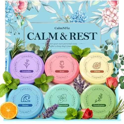 CalmNFiz 6 Pack Shower Steamers Aromatherapy - Relaxation & Self Care Gift for Women and Men, Natural Essential Oil Shower Bombs for Stress Relief, Birthday, Mother’s Day - görsel 2
