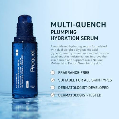 Prequel Skin Multi-Quench Plumping Hydration Serum - Intensive Hydrating Facial Serum for Dry & Sensitive Skin with PGA Complex, 1.7 oz Avelisse