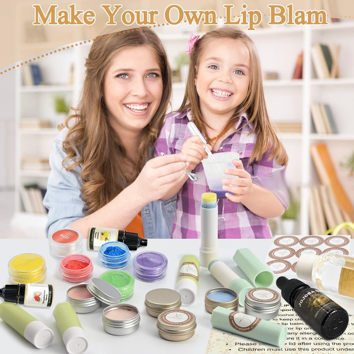 JUYRLE Coconut Lip Balm Making Kit – DIY Moisturizing Lip Care with Beeswax & Jojoba Oil for Adults & Girls Avelisse