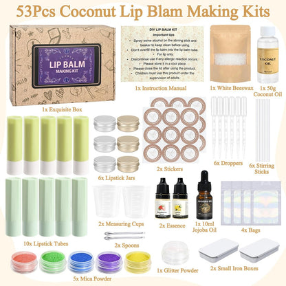 JUYRLE Coconut Lip Balm Making Kit – DIY Moisturizing Lip Care with Beeswax & Jojoba Oil for Adults & Girls Avelisse