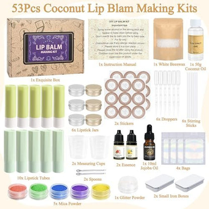 JUYRLE Coconut Lip Balm Making Kit – DIY Moisturizing Lip Care with Beeswax & Jojoba Oil for Adults & Girls Avelisse