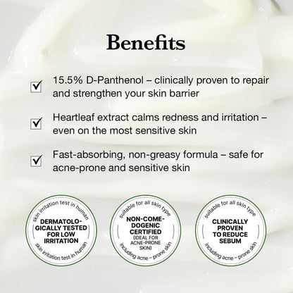KIOSKIN Sebum Reduction Moisturizer – 31% Less Sebum, 15.5% D-Panthenol, Heartleaf Extract – Calms Redness, Repairs Barrier, Locks in Hydration – Korean Skincare Daily Moisturizer (1.18 fl oz) Avelisse