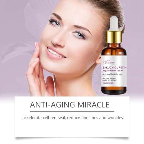 Venature Bakuchiol Retinol Rejuvenation Serum – 2025 Best Retinol Serum for Wrinkles, Bakuchiol Face Korean Skincare, 1 Fl Oz Avelisse
