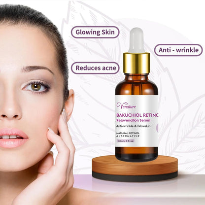 Venature Bakuchiol Retinol Rejuvenation Serum – 2025 Best Retinol Serum for Wrinkles, Bakuchiol Face Korean Skincare, 1 Fl Oz Avelisse