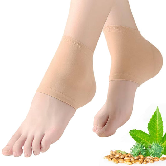 Castor Oil Pack Wrap for Foot - Moisturizing Socks for Dry Cracked Heels & Calluses, Overnight Foot Care for Women (2 Pairs, Oil Not Included)
