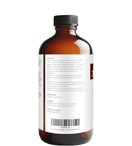 velona Jojoba Oil USDA Certified Organic - 16 Fl Oz | 100% Pure, Unrefined, Cold Pressed, Hexane Free - Golden Moisturizer for Face, Hair, Body & Skin Care Avelisse