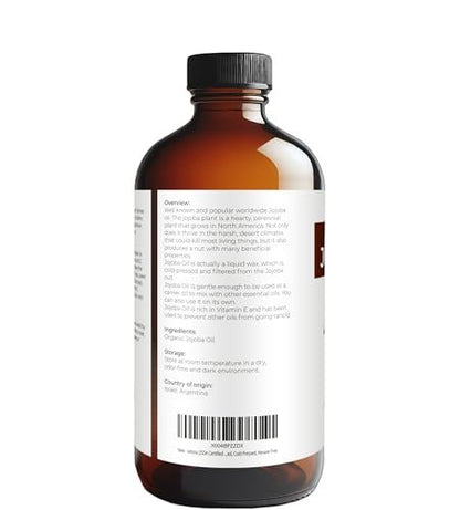 velona Jojoba Oil USDA Certified Organic - 16 Fl Oz | 100% Pure, Unrefined, Cold Pressed, Hexane Free - Golden Moisturizer for Face, Hair, Body & Skin Care Avelisse