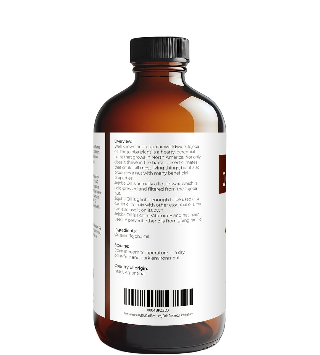 velona Jojoba Oil USDA Certified Organic - 16 Fl Oz | 100% Pure, Unrefined, Cold Pressed, Hexane Free - Golden Moisturizer for Face, Hair, Body & Skin Care Avelisse