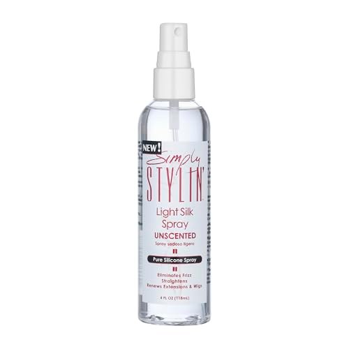 Simply Stylin' Light Silk Spray UNSCENTED, 4 Fl Oz, Clear - Silky Shine Without Scent Avelisse