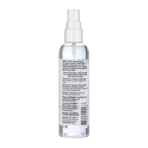 Simply Stylin' Light Silk Spray UNSCENTED, 4 Fl Oz, Clear - Silky Shine Without Scent Avelisse
