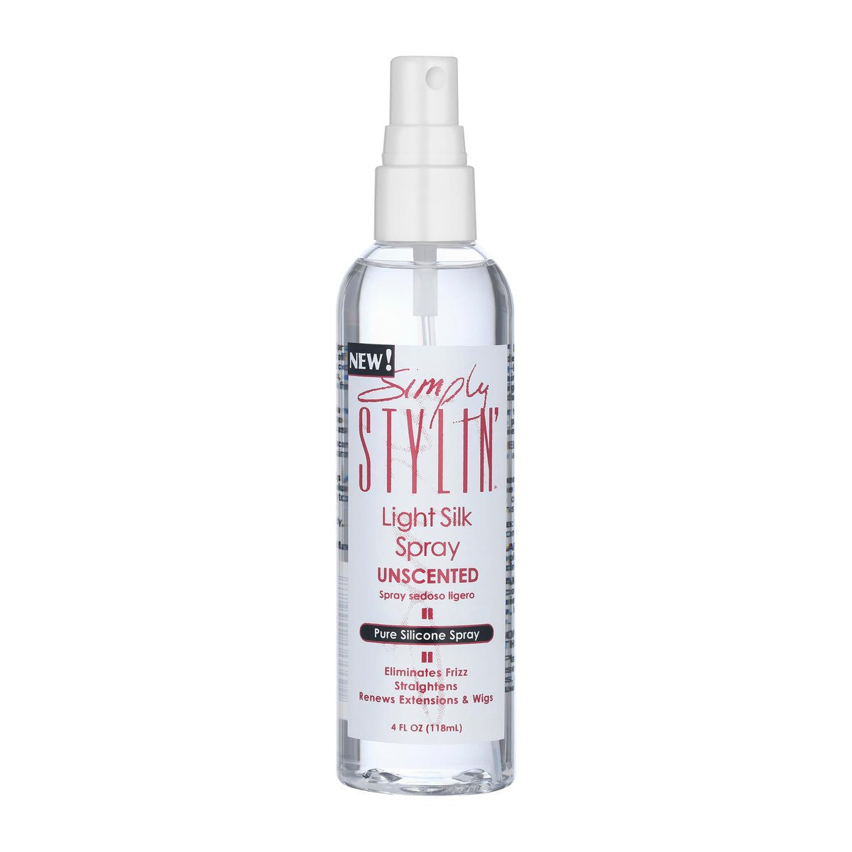 Simply Stylin' Light Silk Spray UNSCENTED, 4 Fl Oz, Clear - Silky Shine Without Scent Avelisse