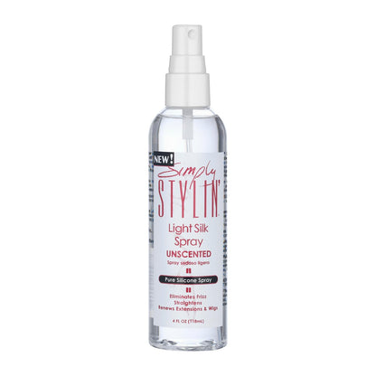 Simply Stylin' Light Silk Spray UNSCENTED, 4 Fl Oz, Clear - Silky Shine Without Scent Avelisse