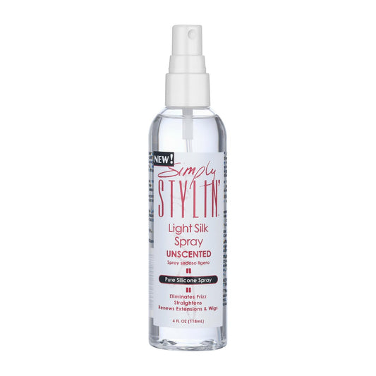 Simply Stylin' Light Silk Spray UNSCENTED, 4 Fl Oz, Clear - Silky Shine Without Scent Avelisse