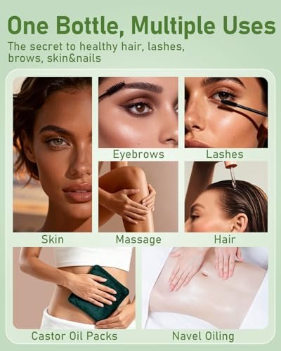 Florisan Organic Castor Oil 16oz - Cold Pressed, Hexane-Free, 100% Pure for Hair Growth, Skin, Lashes & Eyebrows, EWG Verified & USDA Organic Avelisse