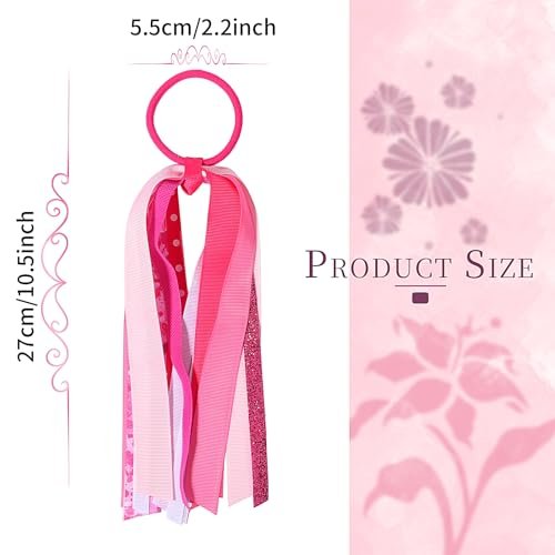 Breast Cancer Awareness Glitter Pink Ribbon Hair Ties – Ponytail Holders for Women & Girls (Style B) - görsel 4